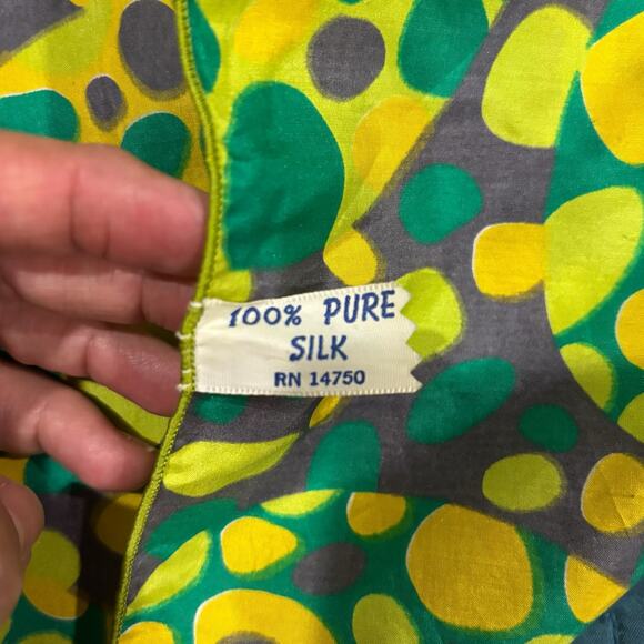 Green & Yellow Abstract Paisley Silk Scarf - Picture 3 of 3